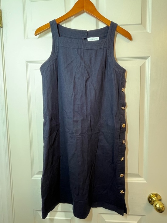 Cynthia Rowley Dresses & Skirts - Cynthia Rowley Navy Sleeveless Linen-blend Shift Dress Nautical Buttons